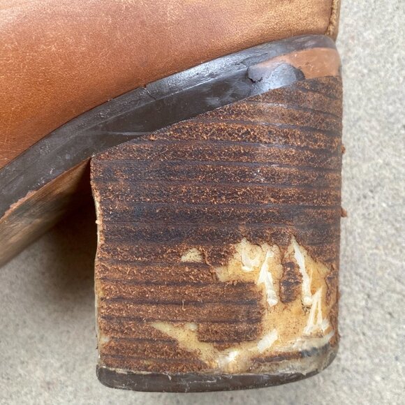 Gap Brown Chunky Heeled Zip Ankle Almond Toe Booties, Worn - Picture 10 of 12